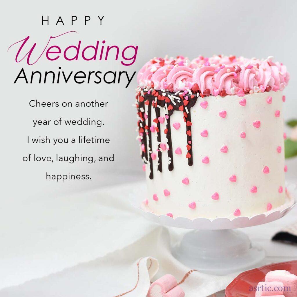 A picture of a chocolate fudge cake with strawberry cream frosting and heart-shaped sprinkles